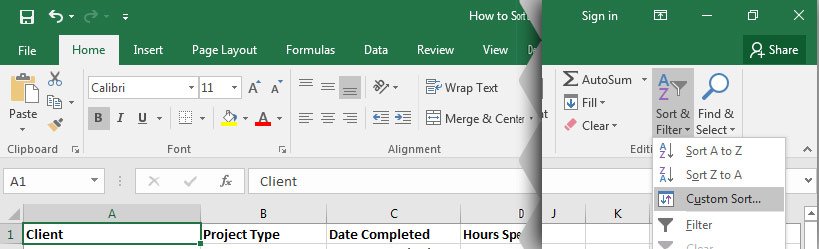 Sort Filter in Excel